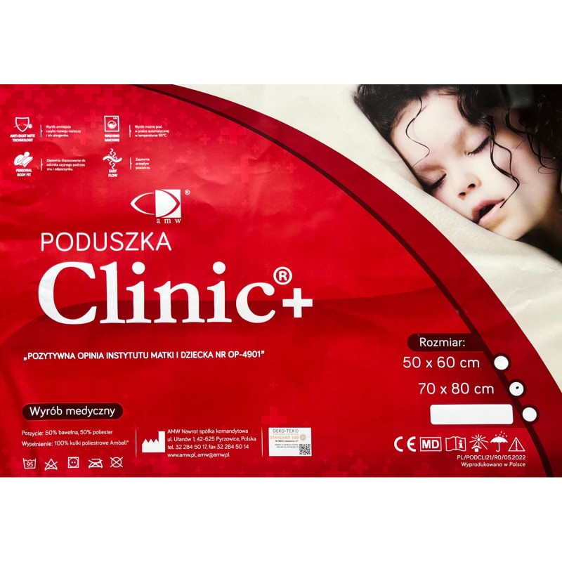 Poduszka Clinic®+ 50x80 Medyczna Antyalergiczna