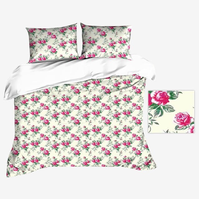 Pościel Flanelowa 140x200 Biała w Róże 429