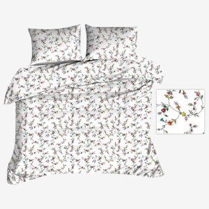 Pościel Flanelowa 140x200 Biała w Kwiatki 1126