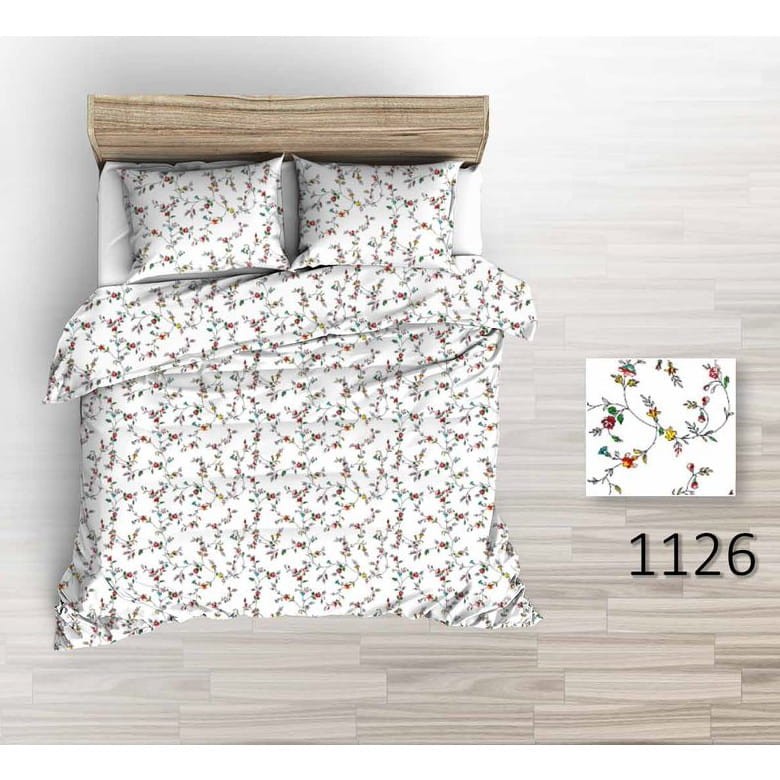 Pościel Flanelowa 140x200 Biała w Kwiatki 1126