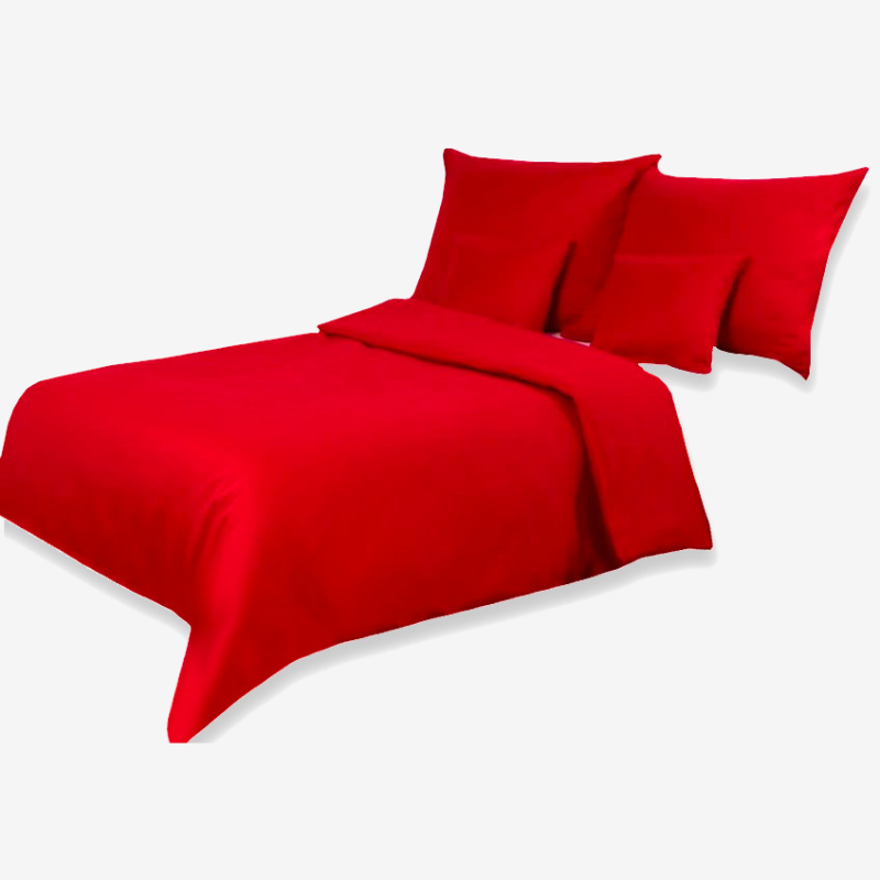 Pościel Satyna Bawełniana 160x200 Czerwona