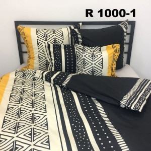 Pościel Bawełniana 160x200 Żółto-Czarna Wzorki R1000-1