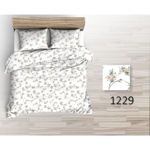 Pościel Bawełniana z Kory 140x200 Biała w Kwiatuszki 1229