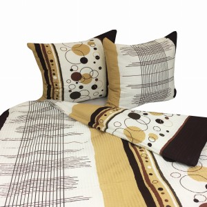 Pościel Bawełniana z Kory 220x200 Brązowo-Kremowa Koła 2184