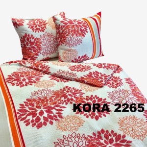  Pościel Bawełniana z Kory 220x200 Czerwone Kwiaty 2265