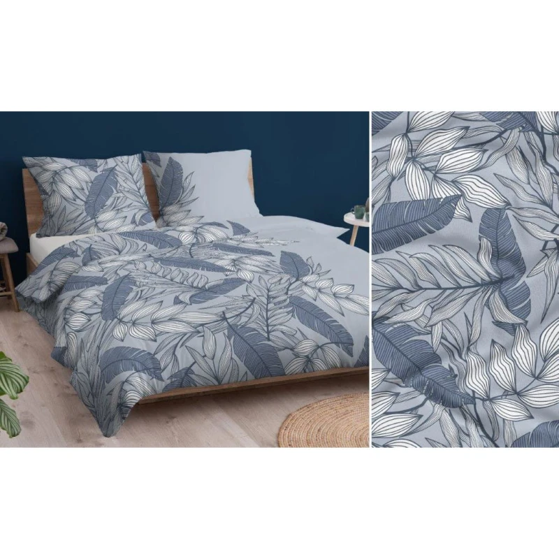 Pościel Bawełniana 160x200 Niebieska Jungle 4167D