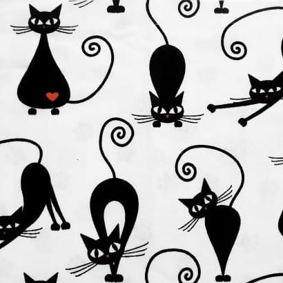 Pościel Bawełniana 140x200 Czarne Koty Kocie Łapki
