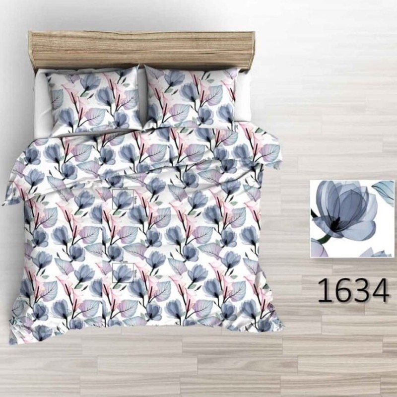 Pościel Bawełniana 140x200 Niebieskie Magnolie 1634