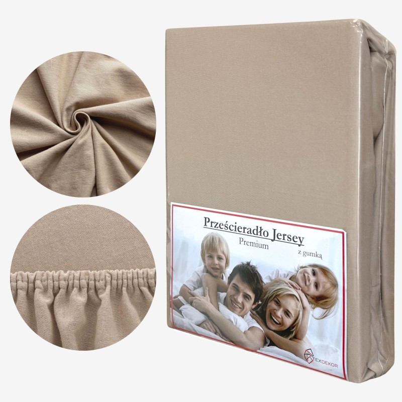Prześcieradło Jersey z Gumką 120x200 Cappuccino