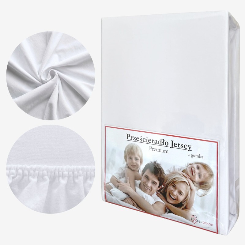 Prześcieradło Jersey z Gumką 180x200 Białe