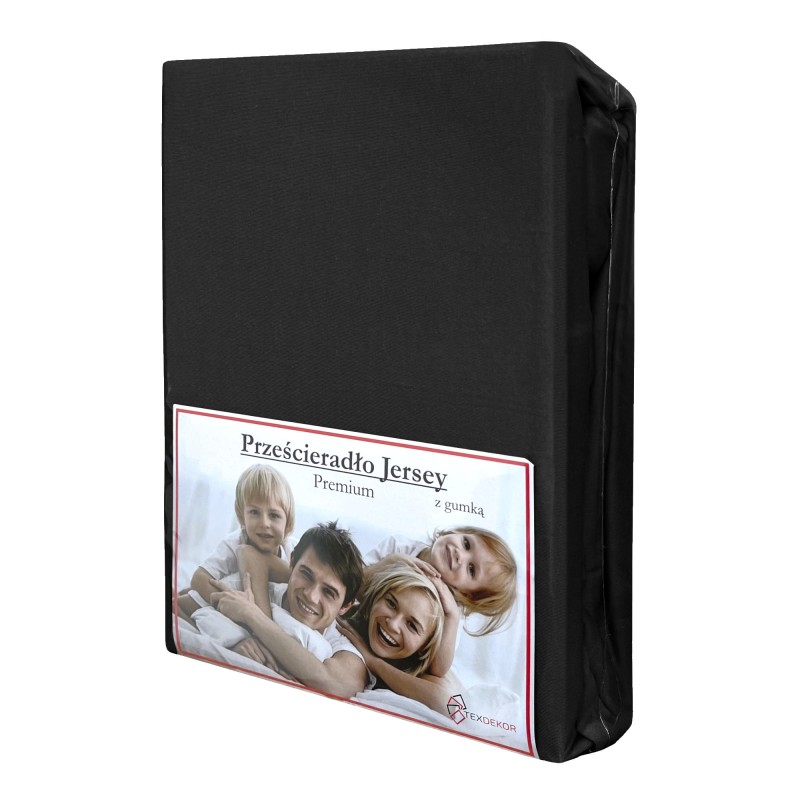 Prześcieradło Jersey z Gumką 90x200 Czarne