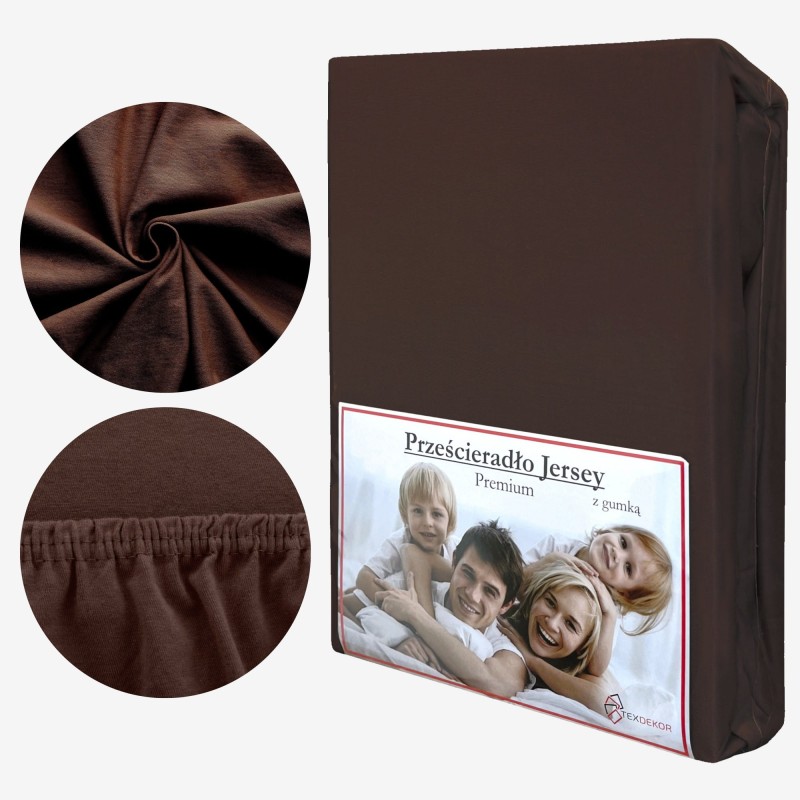 Prześcieradło Jersey z Gumką 220x200 Czekolada