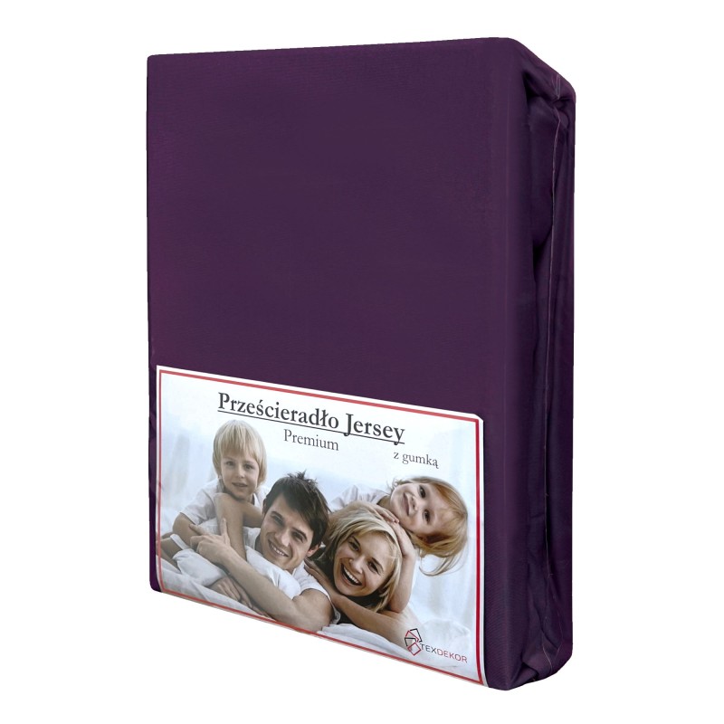 Prześcieradło Jersey z Gumką 90x200 Śliwka