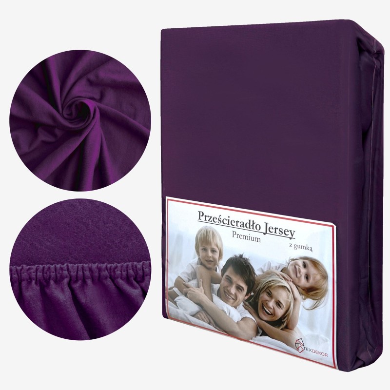 Prześcieradło Jersey z Gumką 90x200 Śliwka