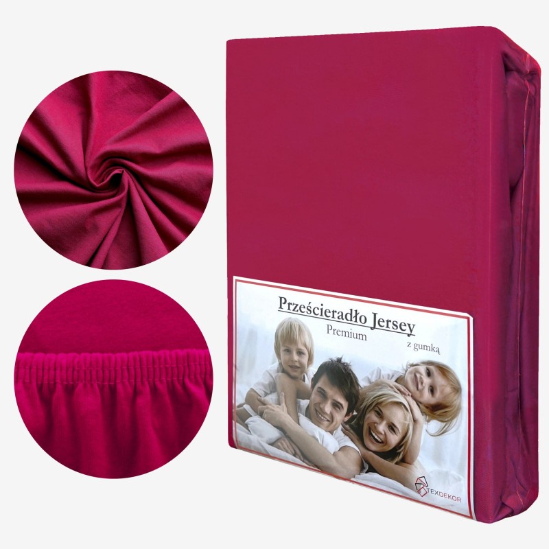 Prześcieradło Jersey z Gumką 90x200 Burgund