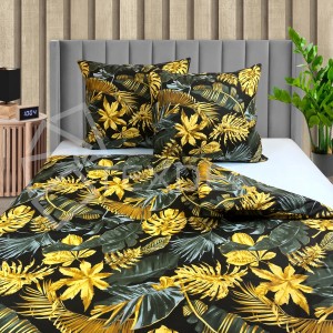 Pościel Bawełniana 160x200 Złocista Monstera T1411