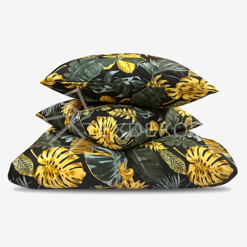 Pościel Bawełniana 160x200 Złocista Monstera T1411
