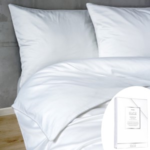 Pościel Makosatyna 140x200 z Lamówką Biała