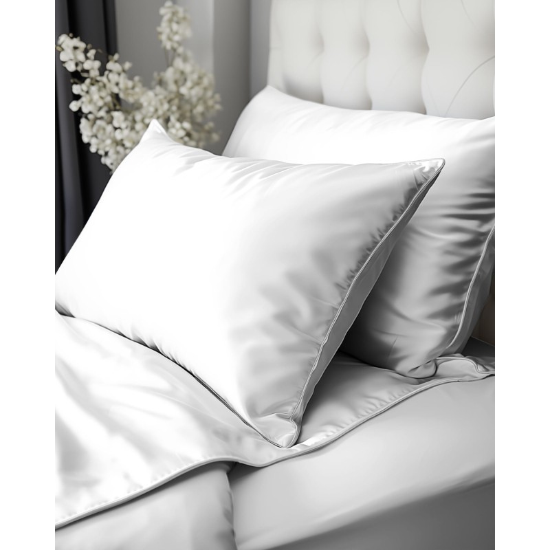 Pościel Makosatyna 140x200 z Lamówką Biała