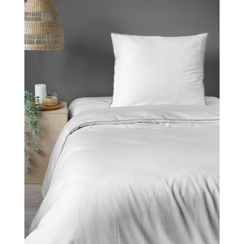 Pościel Makosatyna 140x200 z Lamówką Biała