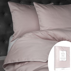 Pościel Makosatyna 140x200 z Lamówką Pudrowy Róż