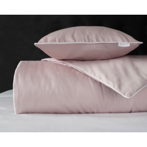 Pościel Makosatyna 140x200 z Lamówką Pudrowy Róż