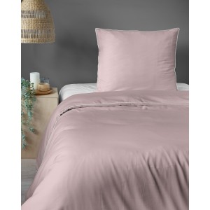 Pościel Makosatyna 140x200 z Lamówką Pudrowy Róż