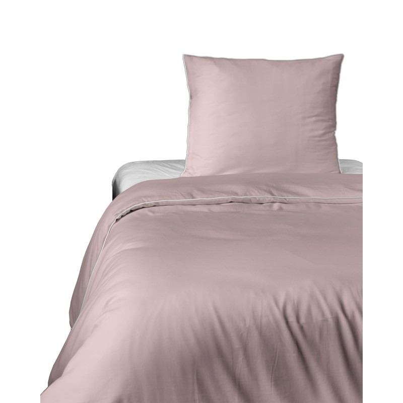 Pościel Makosatyna 140x200 z Lamówką Pudrowy Róż