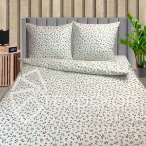 Pościel Bawełniana 140x200 Ecru w Różyczki T1583