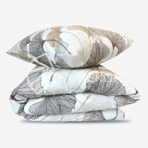 Pościel Bawełniana 140x200 Beżowe Liście T1669