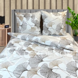 Pościel Bawełniana 140x200 Beżowe Liście T1669