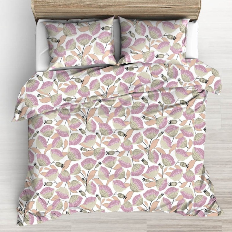 Pościel Bawełniana z Kory 160x200 Kwiaty 1799