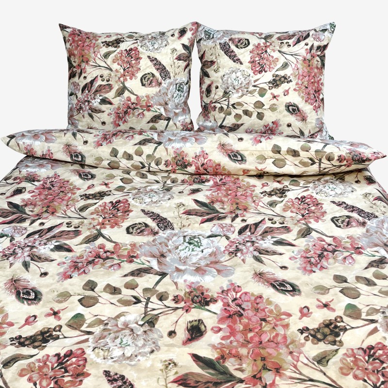 Pościel Bawełniana 160x200 Kwiaty T1045