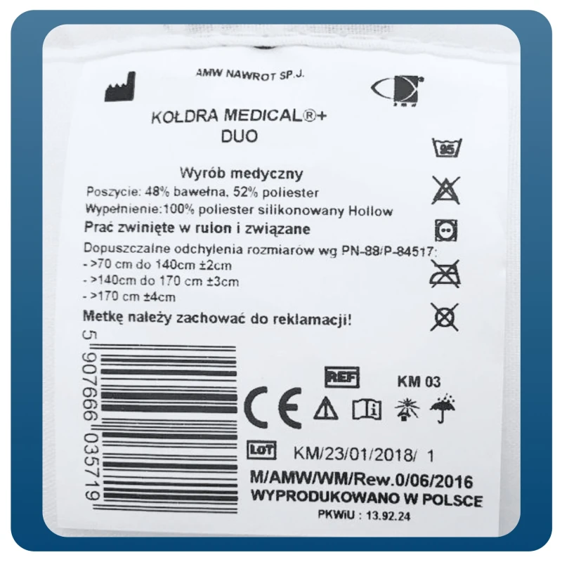 Kołdra Medical Duo 220x200 Medyczna Antyalergiczna