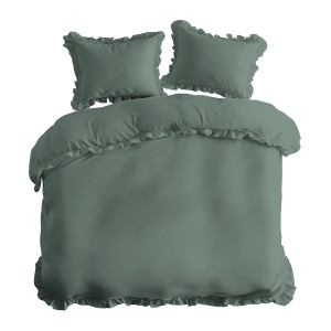 Pościel Bawełniana Pure z Falbaną 160x200 Szałwia