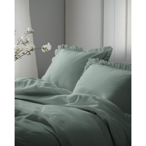 Pościel Bawełniana Pure z Falbaną 160x200 Szałwia