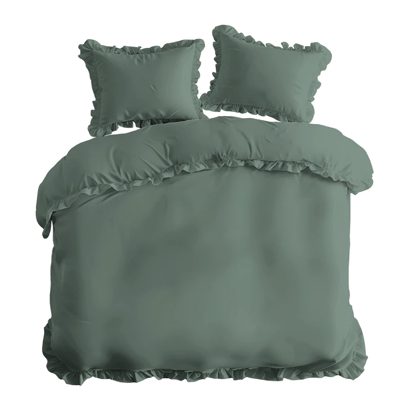 Pościel Bawełniana Pure z Falbaną 220x200 Szałwia