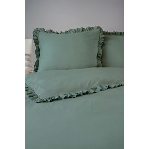 Pościel Bawełniana Pure z Falbaną 220x200 Szałwia