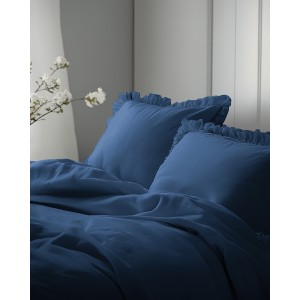 Pościel Bawełniana Pure z Falbaną 220x200 Granat