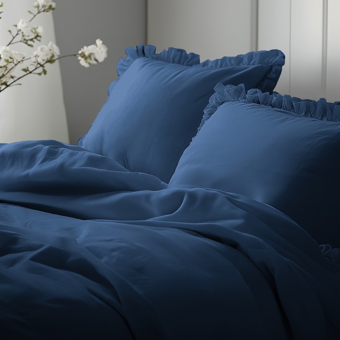Pościel Bawełniana Pure z Falbaną 220x200 Granat