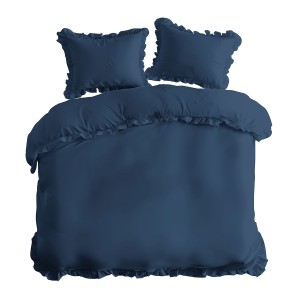 Pościel Bawełniana Pure z Falbaną 220x200 Granat