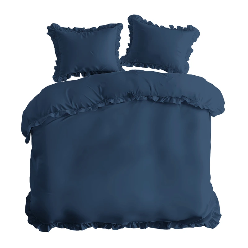 Pościel Bawełniana Pure z Falbaną 220x200 Granat