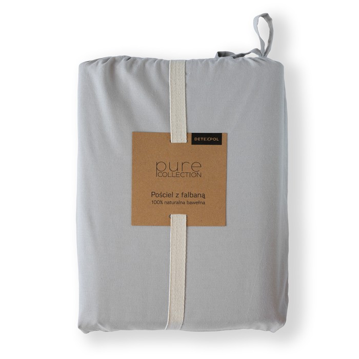 Pościel Bawełniana Pure z Falbaną 140x200 Jasny Szary