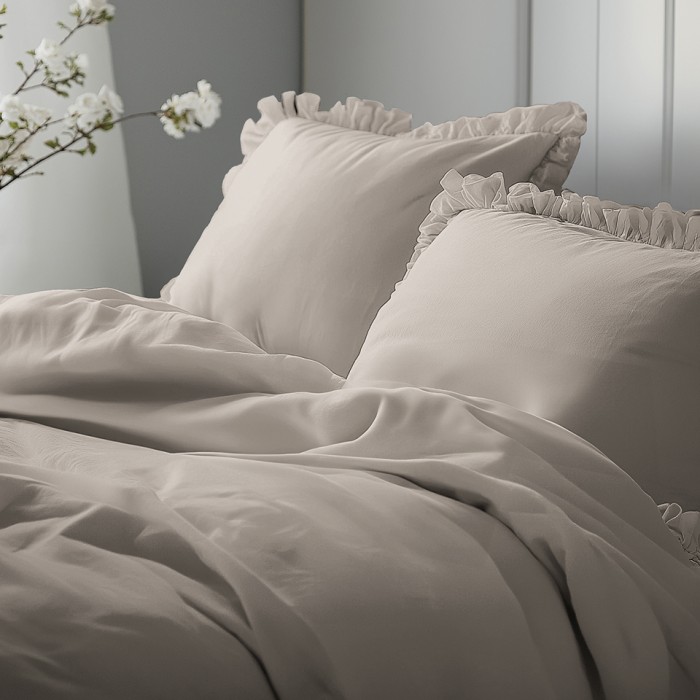 Pościel Bawełniana Pure z Falbaną 160x200 Taupe