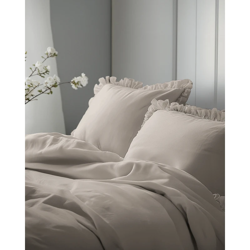 Pościel Bawełniana Pure z Falbaną 220x200 Taupe