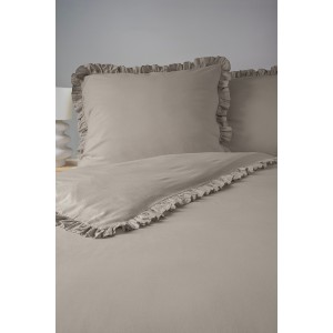 Pościel Bawełniana Pure z Falbaną 220x200 Taupe