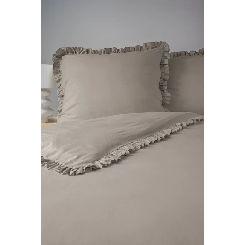 Pościel Bawełniana Pure z Falbaną 220x200 Taupe