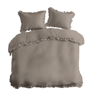 Pościel Bawełniana Pure z Falbaną 220x200 Taupe