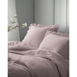 Pościel Bawełniana Pure z Falbaną 160x200 Różowa