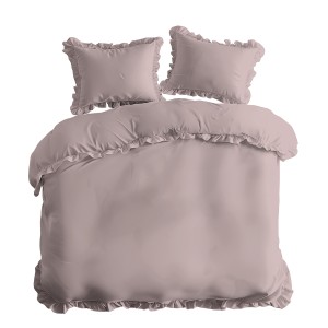 Pościel Bawełniana Pure z Falbaną 160x200 Różowa